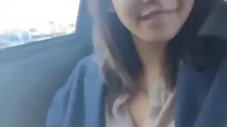 Selfie masturbating in the car