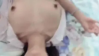 Sex footage of young woman in stockings taking selfie leaked