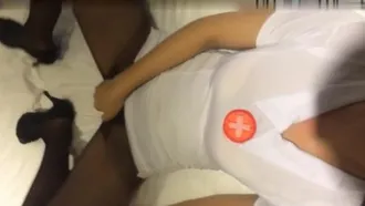 The best goddess in nurse uniform seduces and has passionate sex with a big-cocked macho man. High-heeled stockings. Uncondomed penetration. Orgasm and screams. Black stockings. High-definition 1080P original version without watermark.