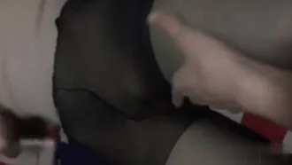 College girl in black stockings indulges in lust and gets creampied without condom