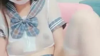 Little Cute Platform (original Kawaii) beautiful beauty anchor Chen Xiaomi 1027 masturbation show wearing uniforms and passionate masturbation is very tempting