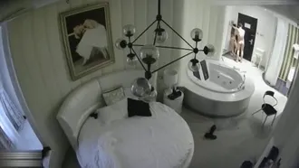 A cute couple was secretly filmed in a luxurious suite of a boutique hotel. The girl was so sexy and her pubic hair was so lush that she couldn't help but touch her pussy and smell it from time to time.