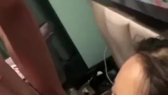 Cute girl with slim waist and fat butt gets drunk