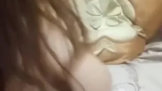 Internet celebrity with cheeky girl starts playing with vibrator and moans so hard