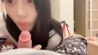 Taiwan SWAG imkowan little devil school girl deliberately exposed her underwear to seduce me, creampie and thick semen leaked out