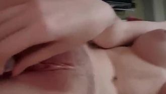 The ultimate round and big-breasted white tiger beauty takes a selfie and masturbates