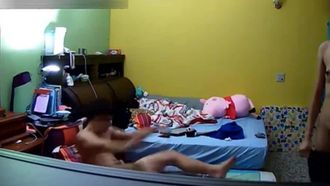 The home webcam was hacked. A filthy man with glasses was playing on the computer and his slender and beautiful girlfriend asked him to be fucked in various positions. The beauty was so sexy.