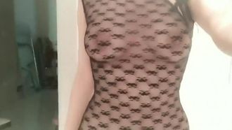 블랙 실크 투명 치파오