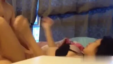 The young couple really knows how to play with the beautiful girl's sexy thong. She lies on the bed and lets her boyfriend come up and fuck her directly, making her scream in ecstasy.