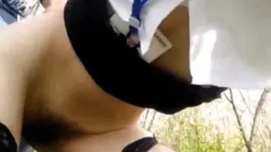 (Free) Salesman wearing sexy black stockings and panties covering his face and having sex with supervisor in the woods