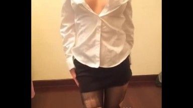 Masusuyo—extreme OL costume ripping stockings performance VIP