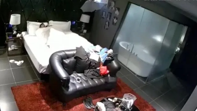 Un couple a été photographié en train de faire l'amour dans un canapé en cuir noir.